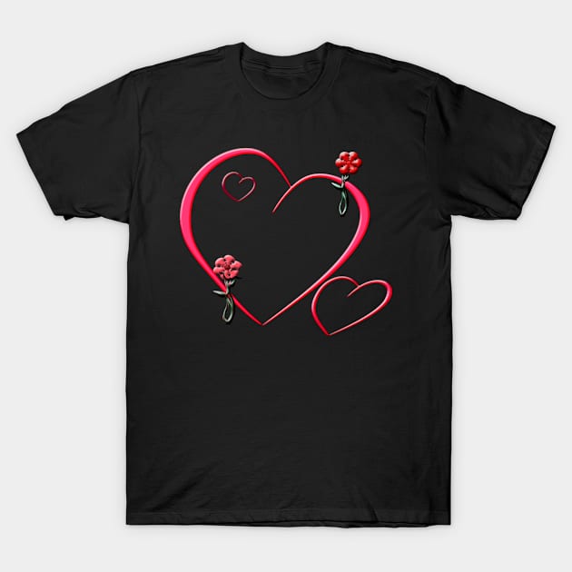 Hearts and Flowers T-Shirt by DesigningJudy